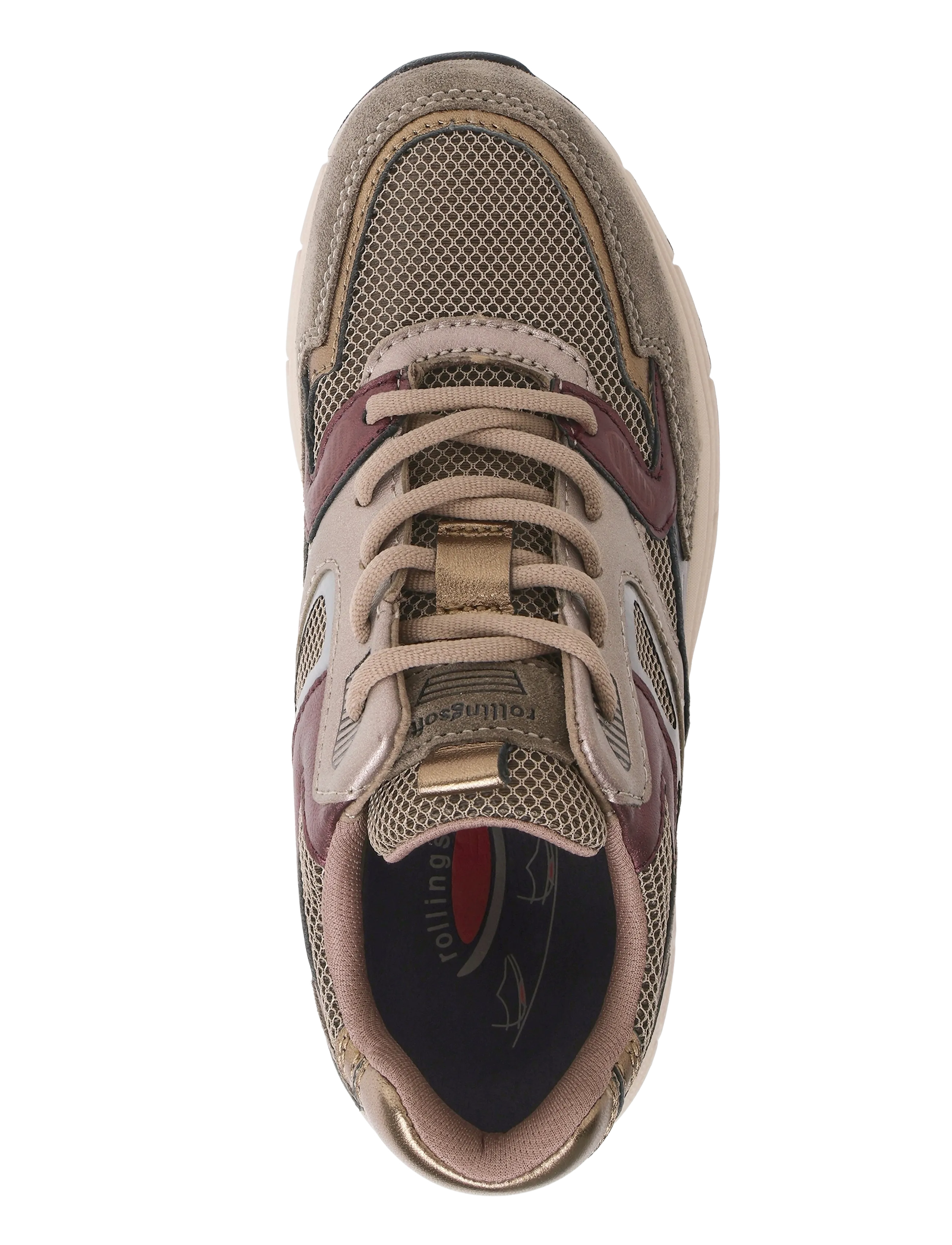 Gabor - rollingsoft sneaker - taupe, bordeaux, sky blue, gold - 3