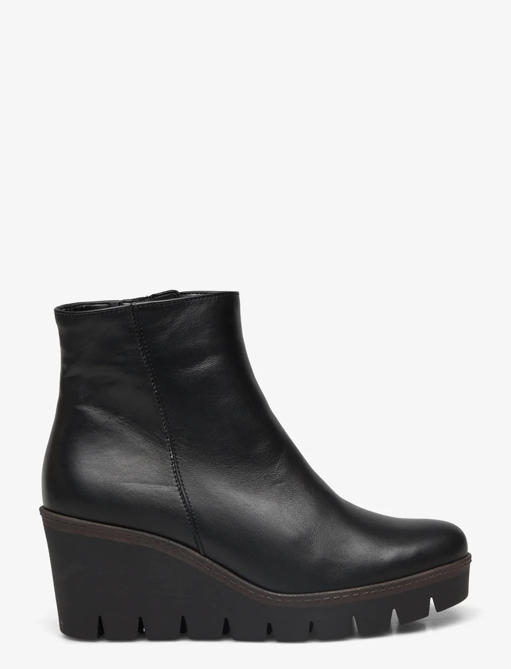 Black ankle top wedge boots