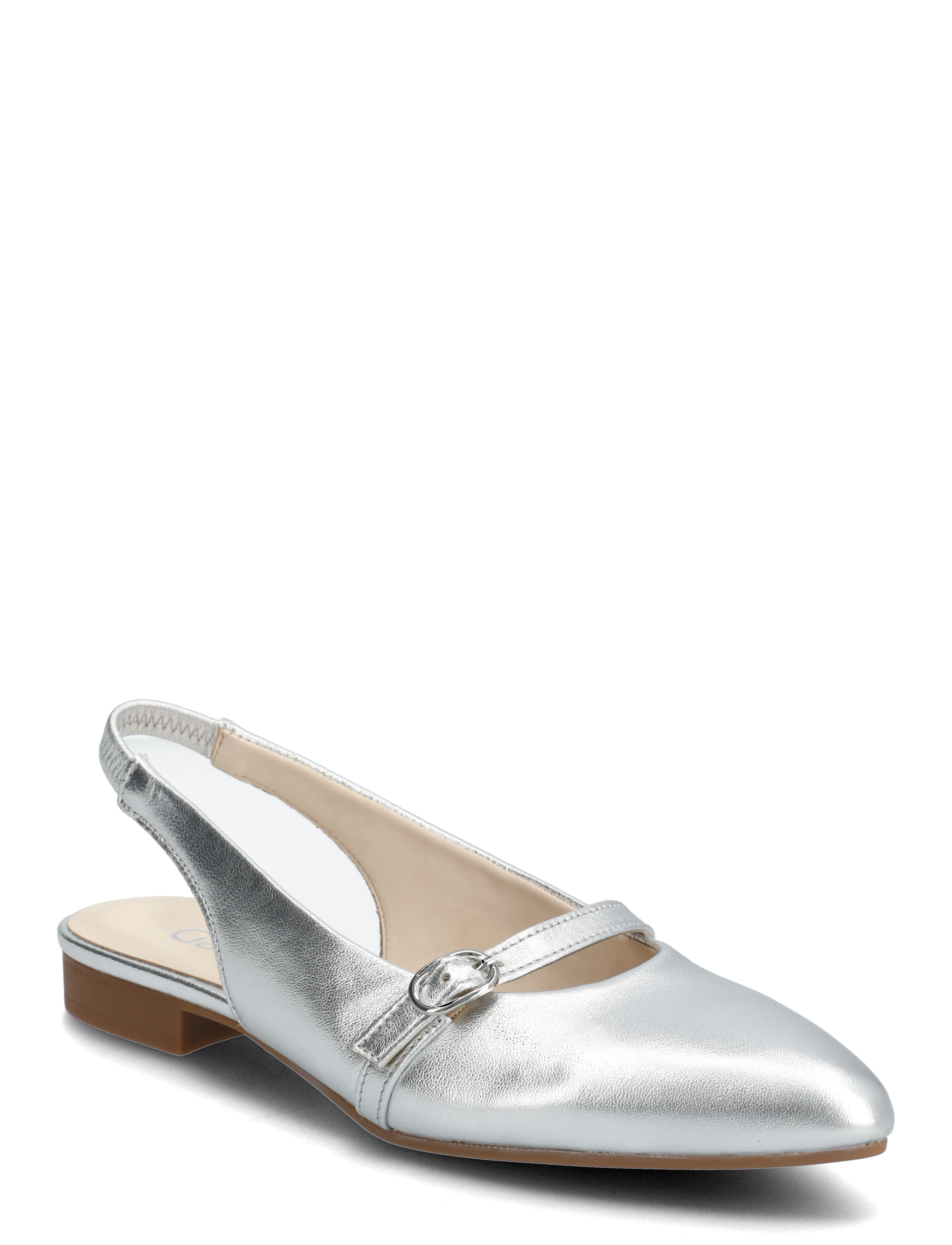 Gabor Slingback, 36, Slingbacks, Silber - Flat Frauen