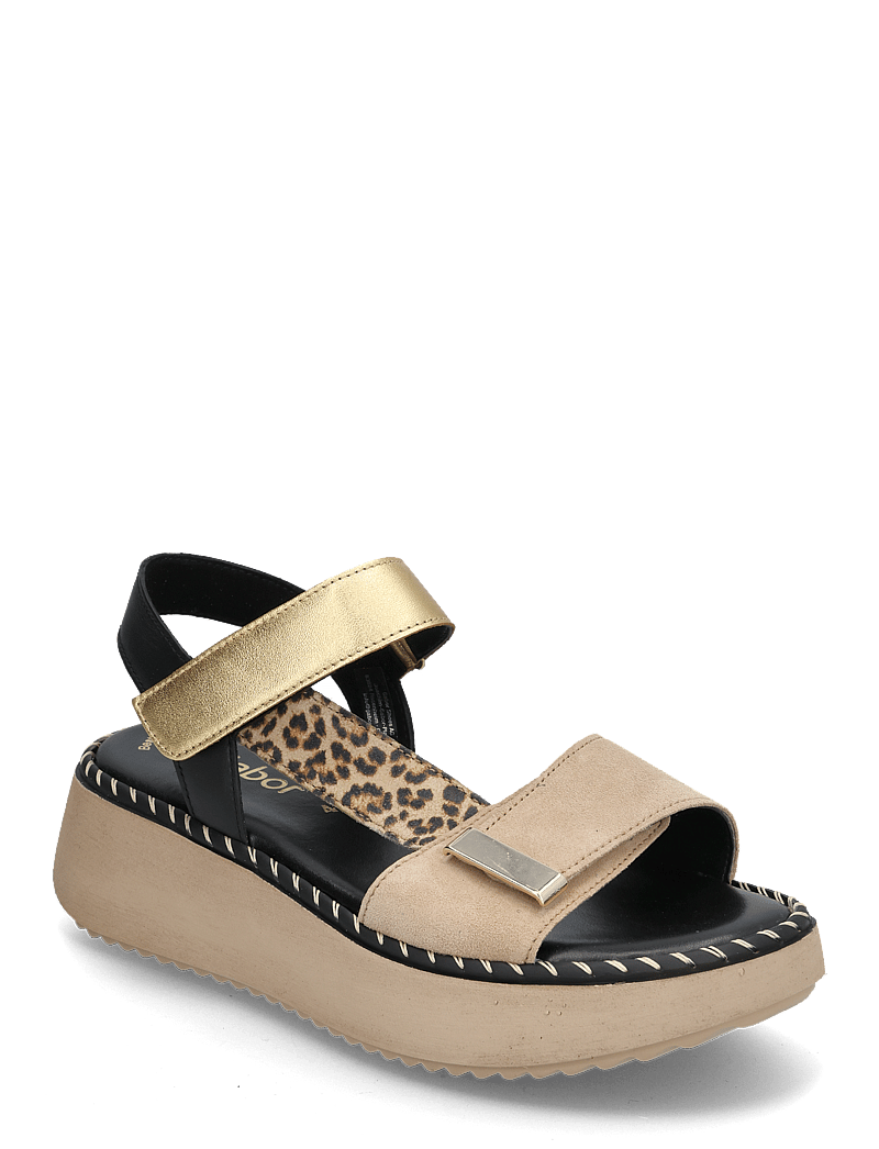 Gabor - Sandal - flache sandalen - sand, leopard, black - 0