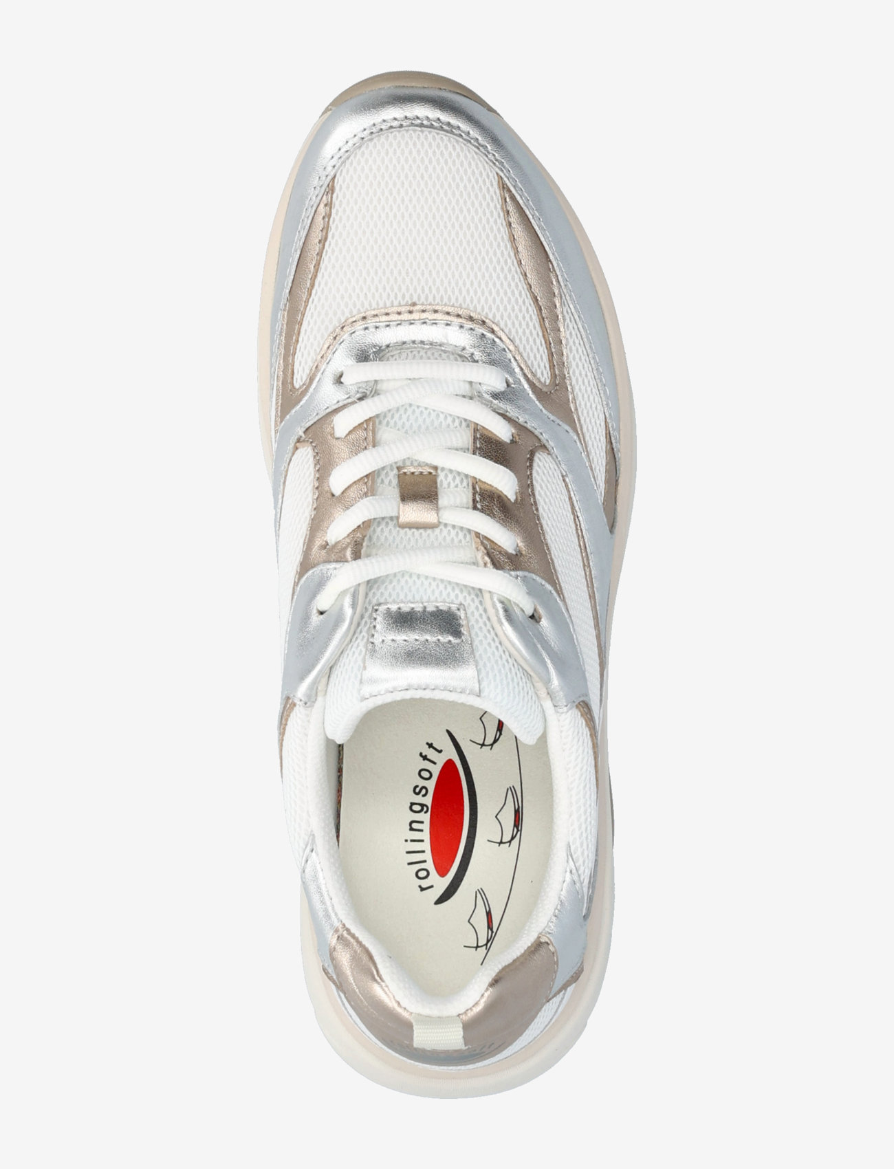 Gabor - rollingsoft sneaker - low top sneakers - white, silver, gold - 3