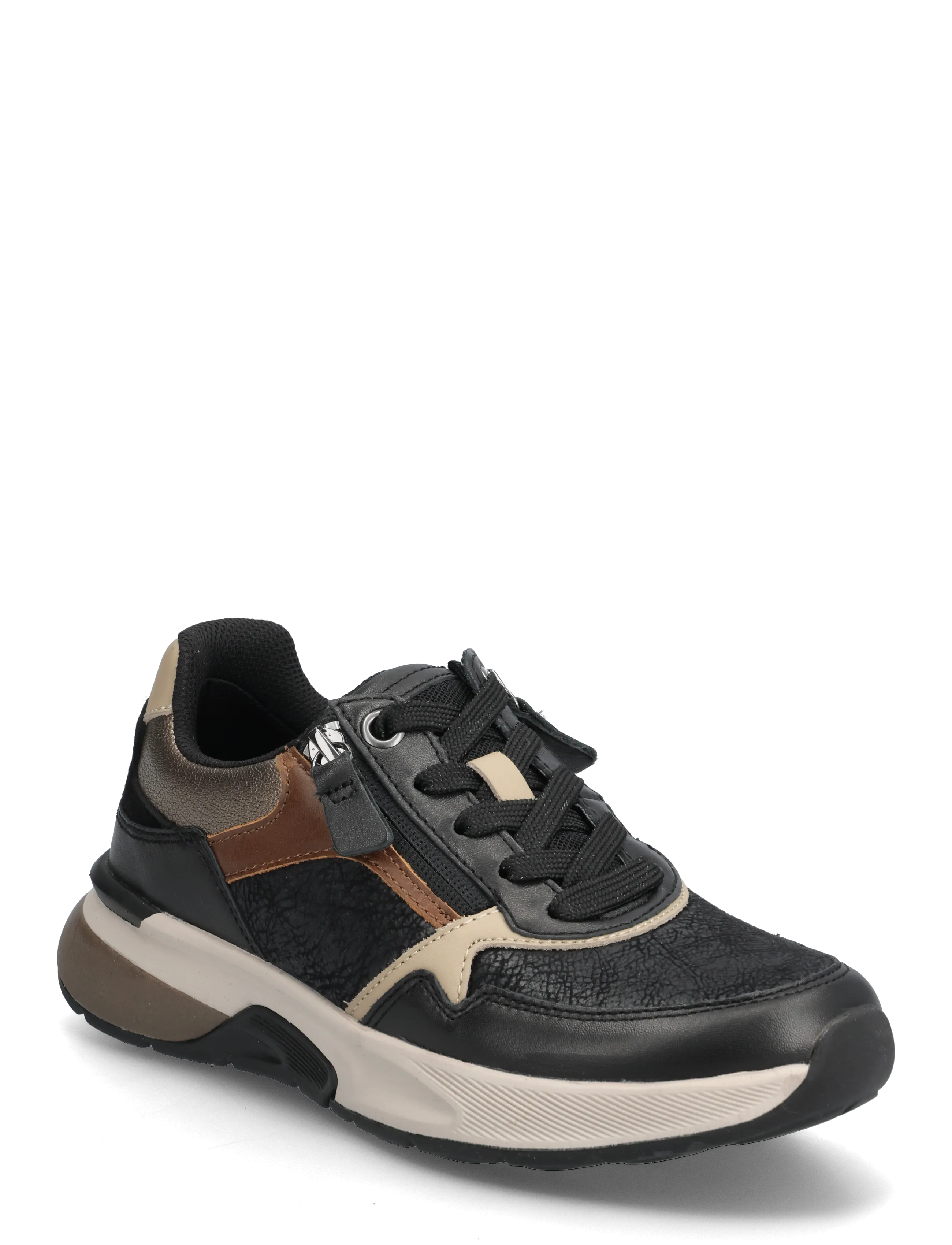 Gabor rollingsoft sneaker, "hallux valgus" - Transitional Layering - BLACK, SAND, COGNAC / black