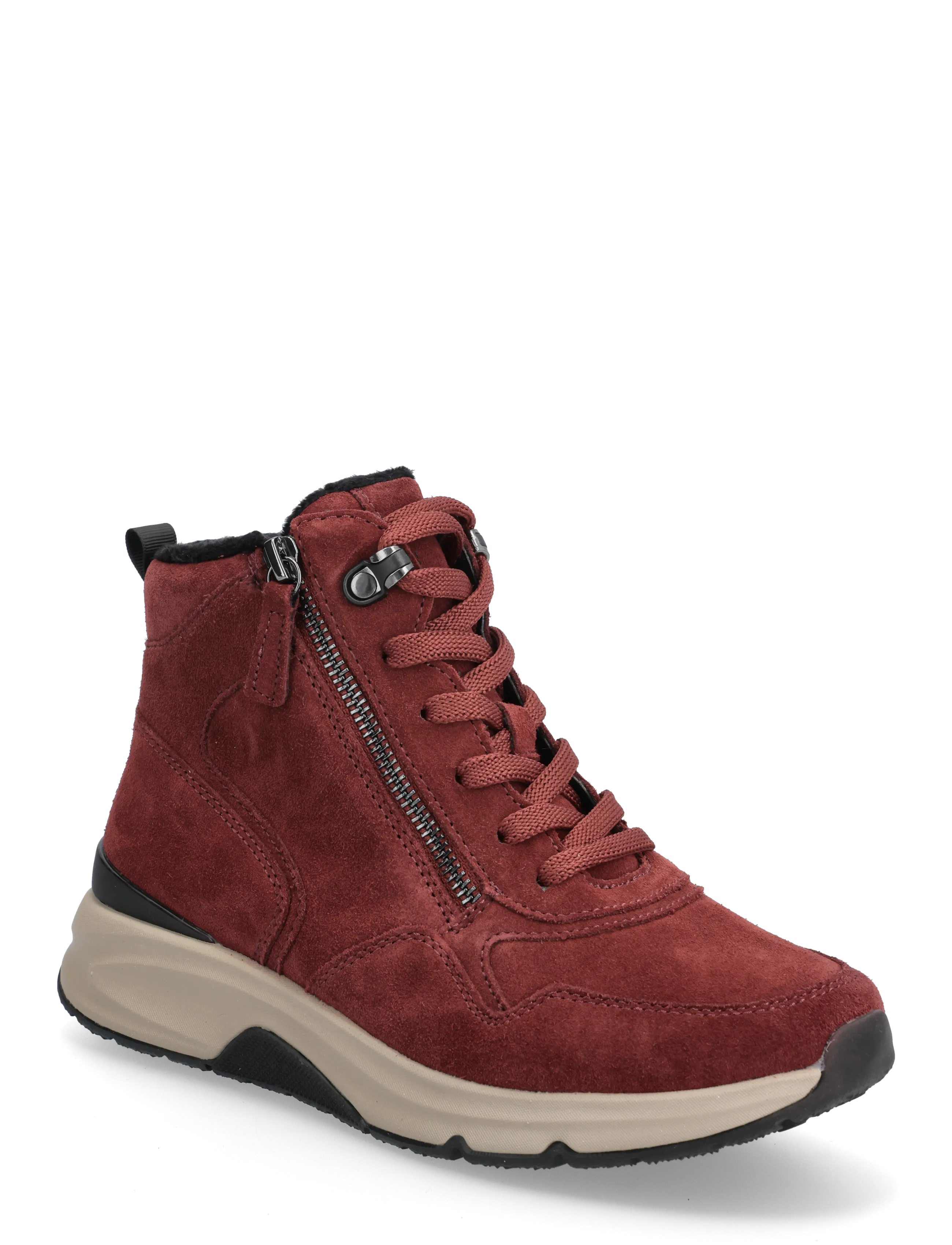 Gabor Rollingsoft Laced Ankle Boot, 37, Boots, Rot - Boots Flat Heel, Frauen