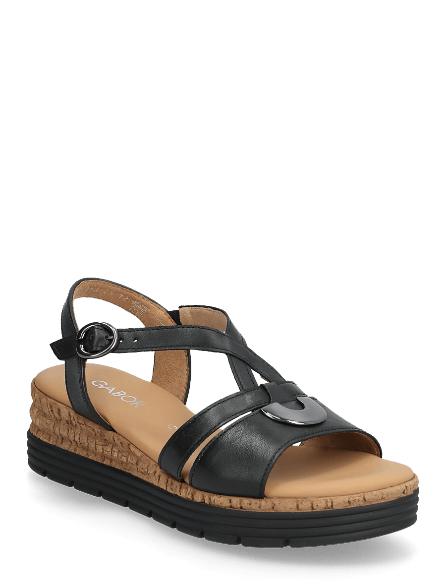 Gabor - Wedge sandal - plateau-sandalen - black - 0