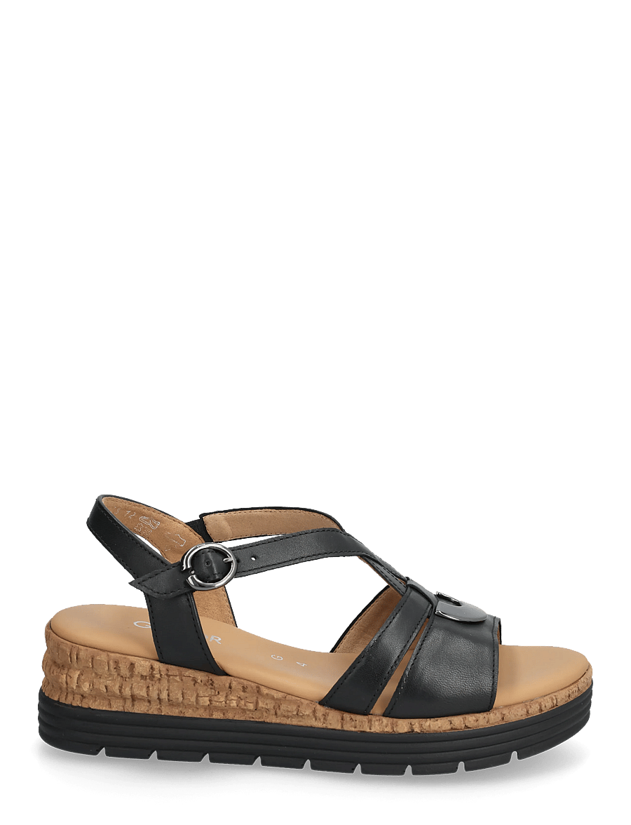 Gabor - Wedge sandal - plateau-sandalen - black - 1