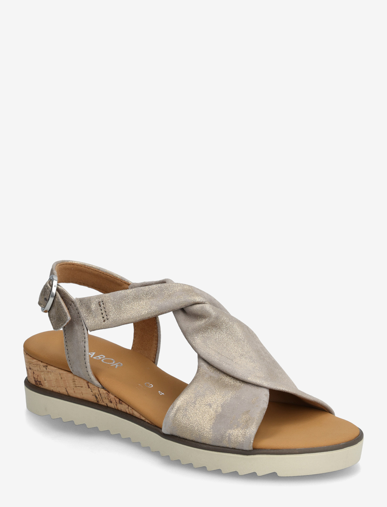 Gabor - Wedge sandal - sandaler med hæl - shiny taupe - 0