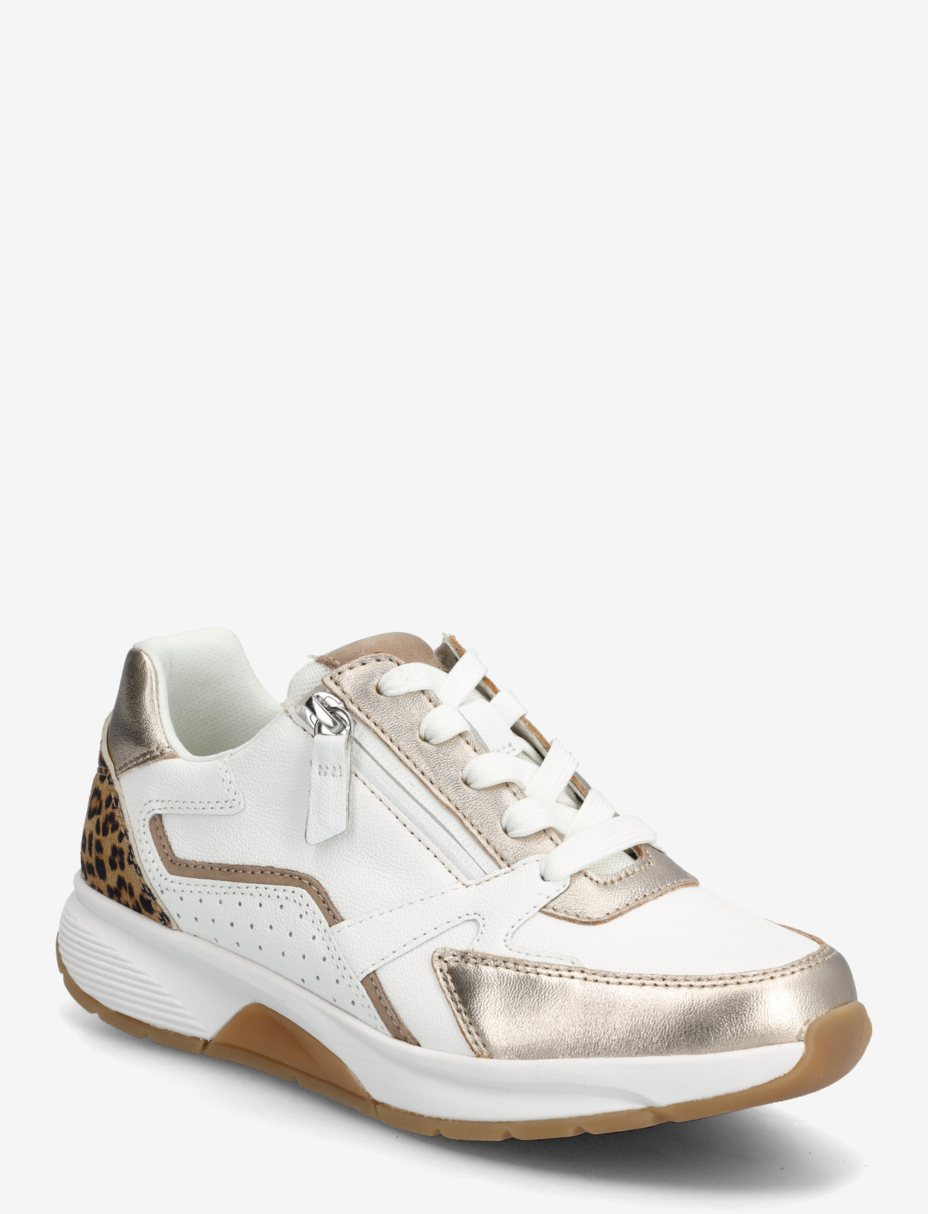 Gabor - rollingsoft sneaker - low top sneakers - white, soft gold, leopard - 0