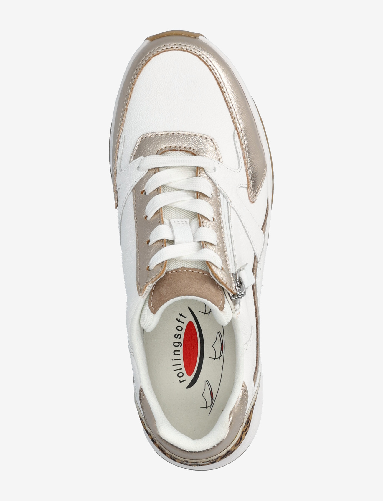 Gabor - rollingsoft sneaker - low top sneakers - white, soft gold, leopard - 3