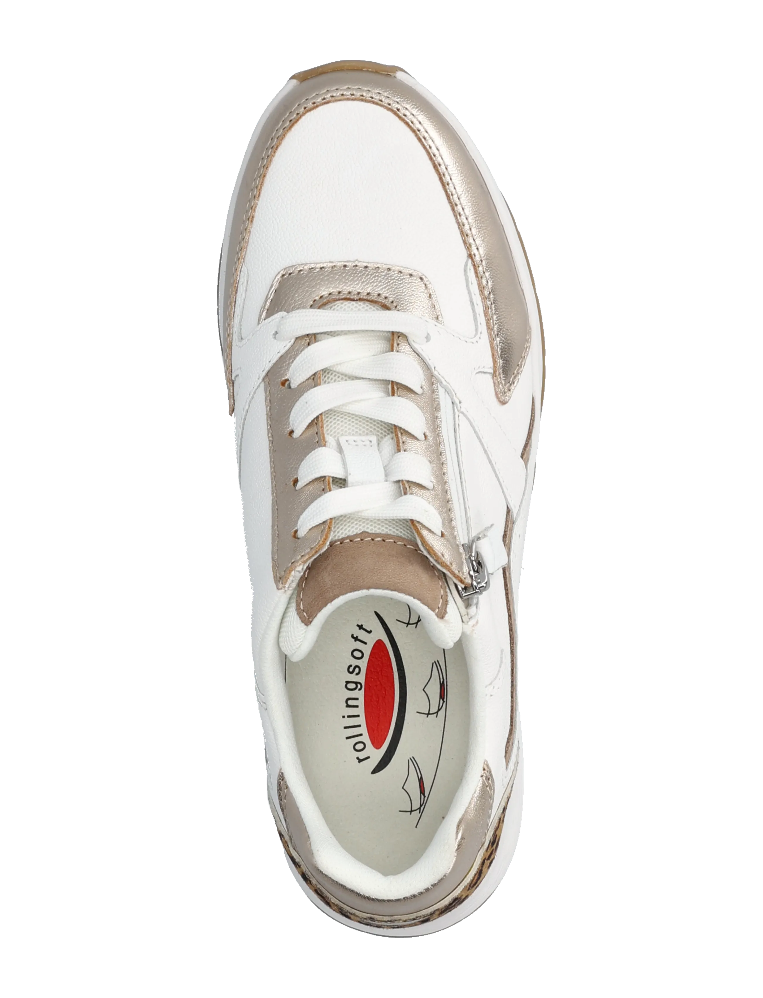 Gabor - rollingsoft sneaker - sneaker - white, soft gold, leopard - 3