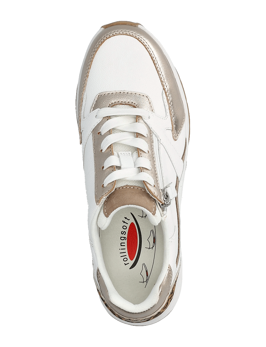 Gabor - rollingsoft sneaker - confirmation - white, soft gold, leopard - 3