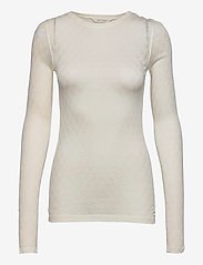 Gai+Lisva - Fermi L/S Silk Top - long-sleeved tops - off white - 1