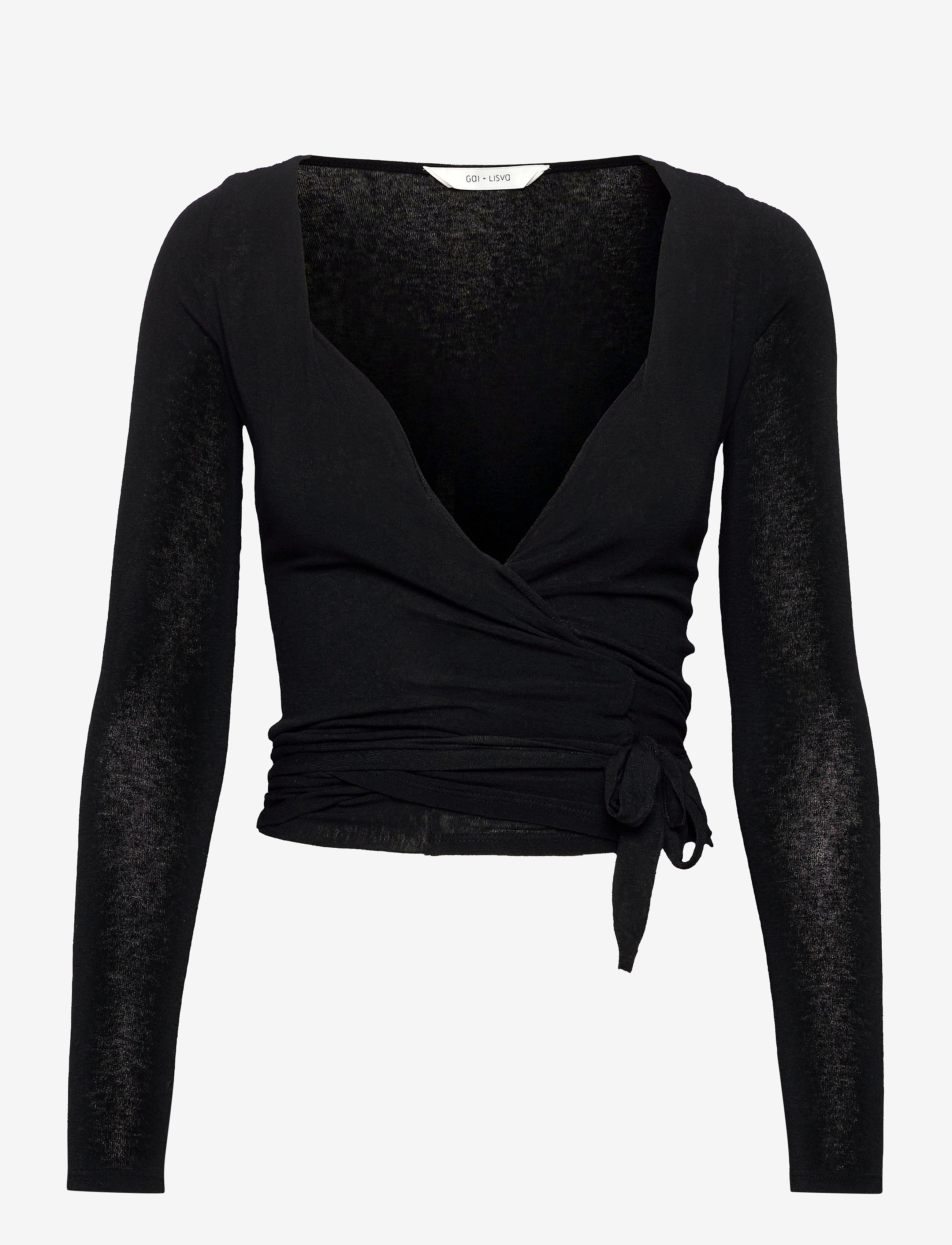 Anne L/S Wool Wrap Top - BLACK