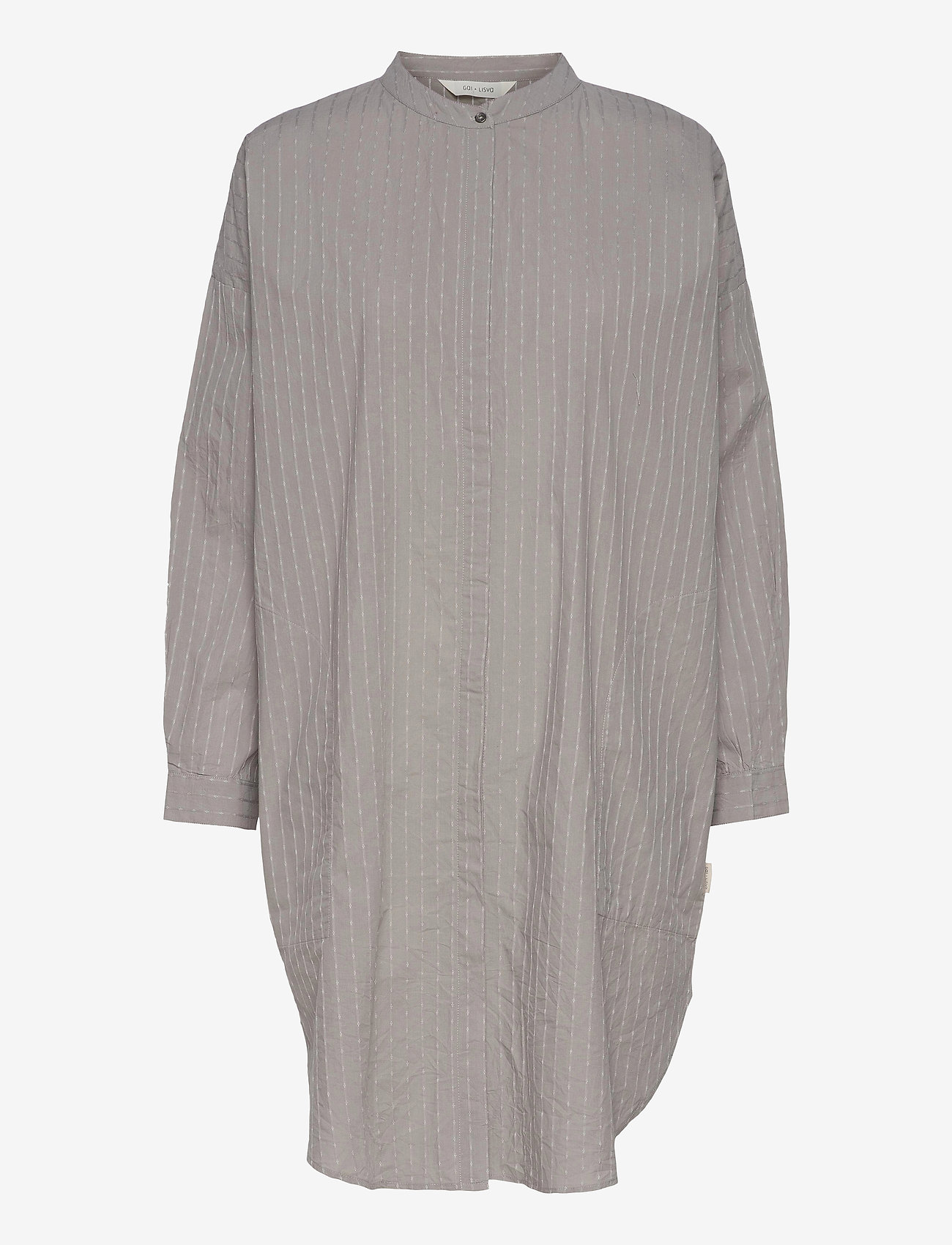 Gai+Lisva - Oline Cotton Shirt Dress - skjortekjoler - silver scone - 0