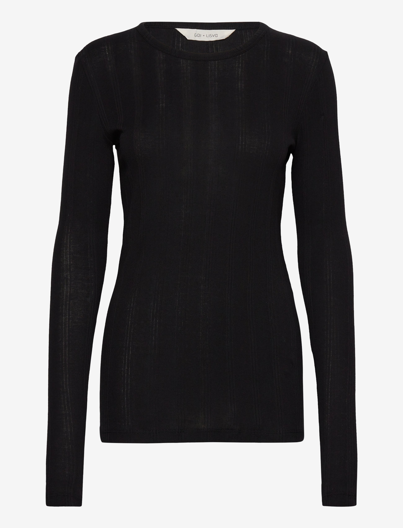 Gai+Lisva - Thyra L/S Cotton Top Drop Needle GO - long-sleeved tops - black - 1
