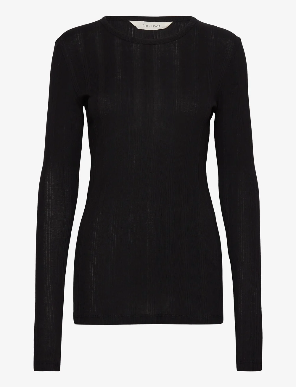 Gai+Lisva - Thyra L/S Cotton Top Drop Needle GO - långärmade toppar - black - 1