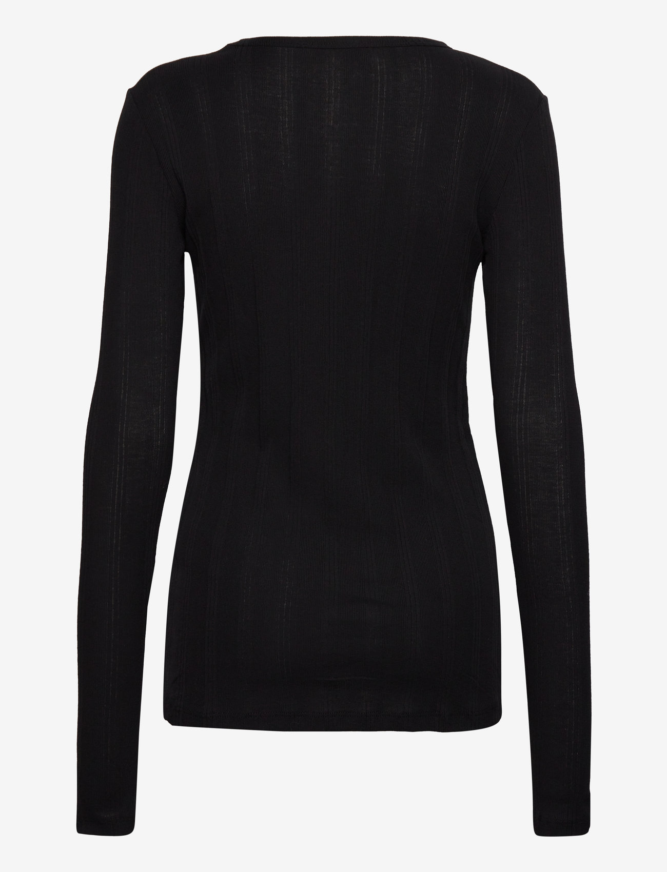 Gai+Lisva - Thyra L/S Cotton Top Drop Needle GO - long-sleeved tops - black - 2