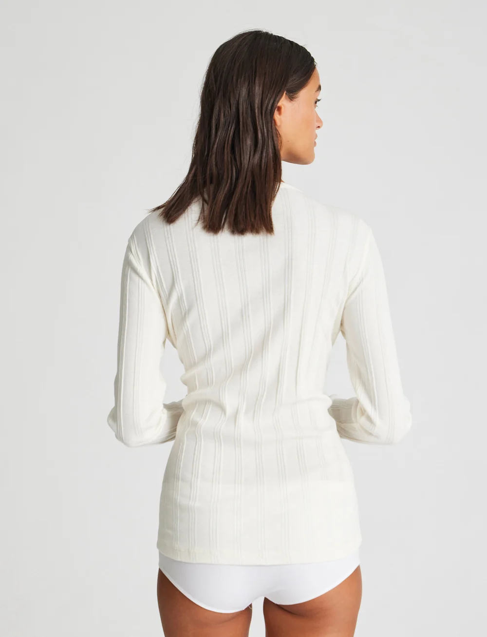 Gai+Lisva - Thyra L/S Cotton Top Drop Needle GO - langærmede toppe - off white - 3