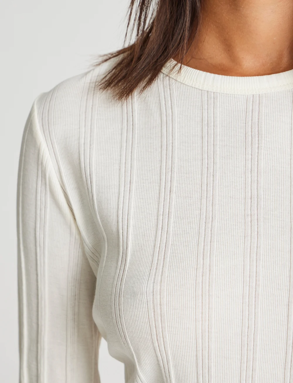 Gai+Lisva - Thyra L/S Cotton Top Drop Needle GO - langærmede toppe - off white - 4