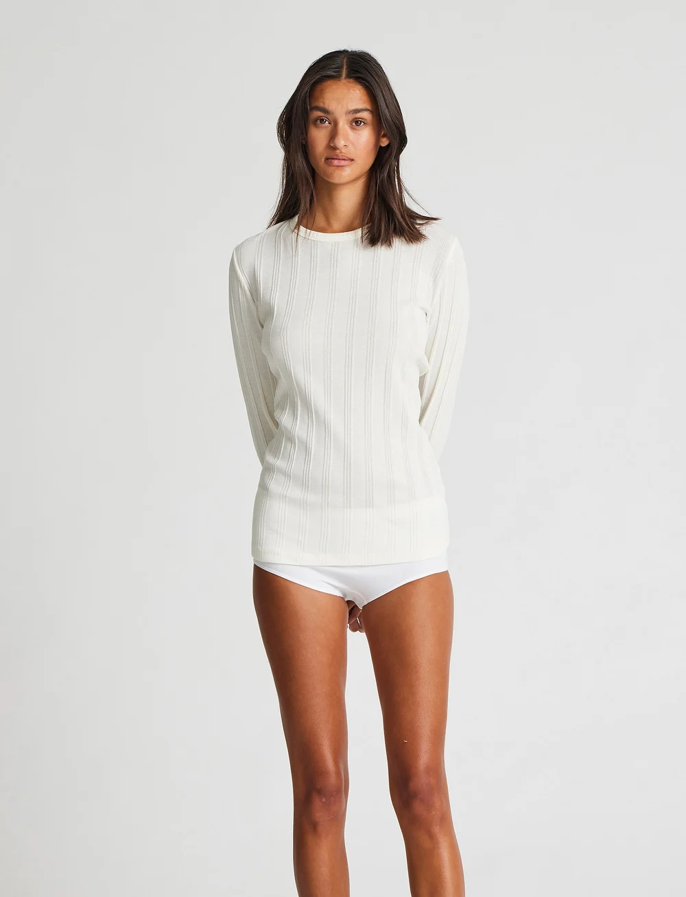 Gai+Lisva - Thyra L/S Cotton Top Drop Needle GO - langærmede toppe - off white - 5