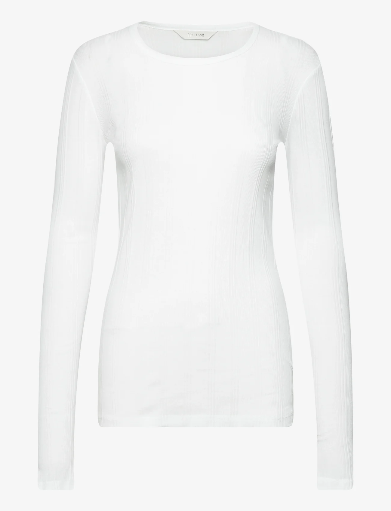 Gai+Lisva - Thyra L/S Cotton Top Drop Needle GO - t-shirt & tops - white - 0