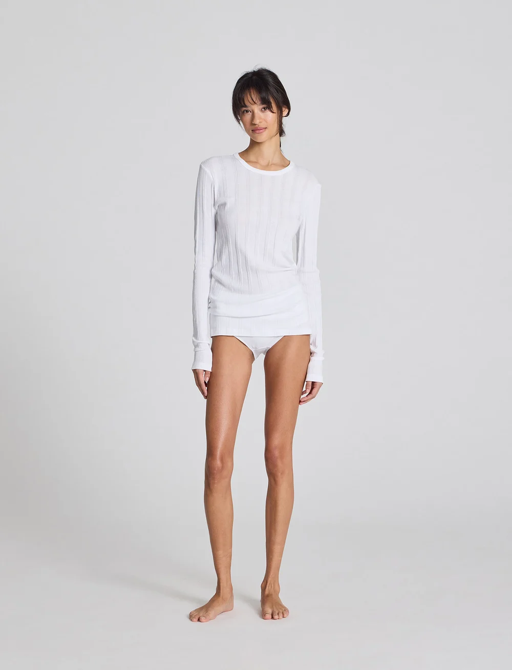 Gai+Lisva - Thyra L/S Cotton Top Drop Needle GO - långärmade toppar - white - 5