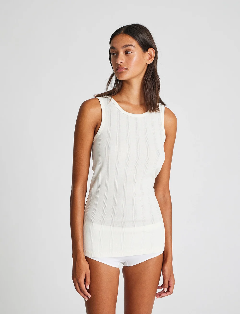 Gai+Lisva - Alberte Cotton Top Drop Needle GOTS - tanktops - off white - 0