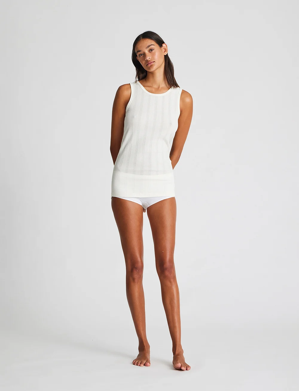 Gai+Lisva - Alberte Cotton Top Drop Needle GOTS - tanktops - off white - 4