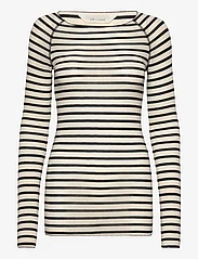 Gai+Lisva - Amalie L/S Sailor Wool Top - long-sleeved tops - ecru sailor stripe - 0