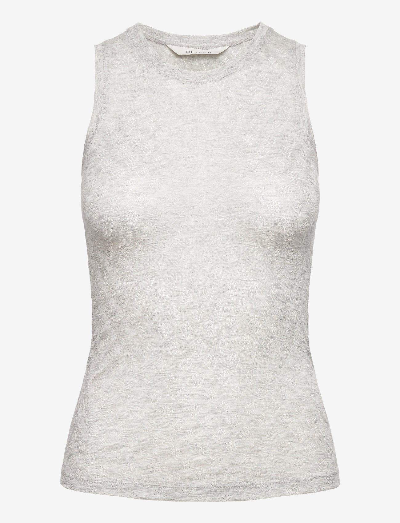 Gai+Lisva - Alberte S´less Silk Top - topid ja varrukateta alussärgid - light grey melange - 1