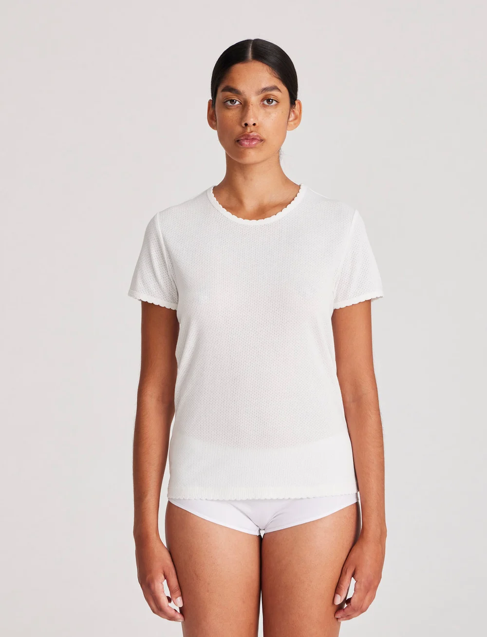 Gai+Lisva - Chrisstine Short Sleeve Cotton Top - t-särgid - white - 0