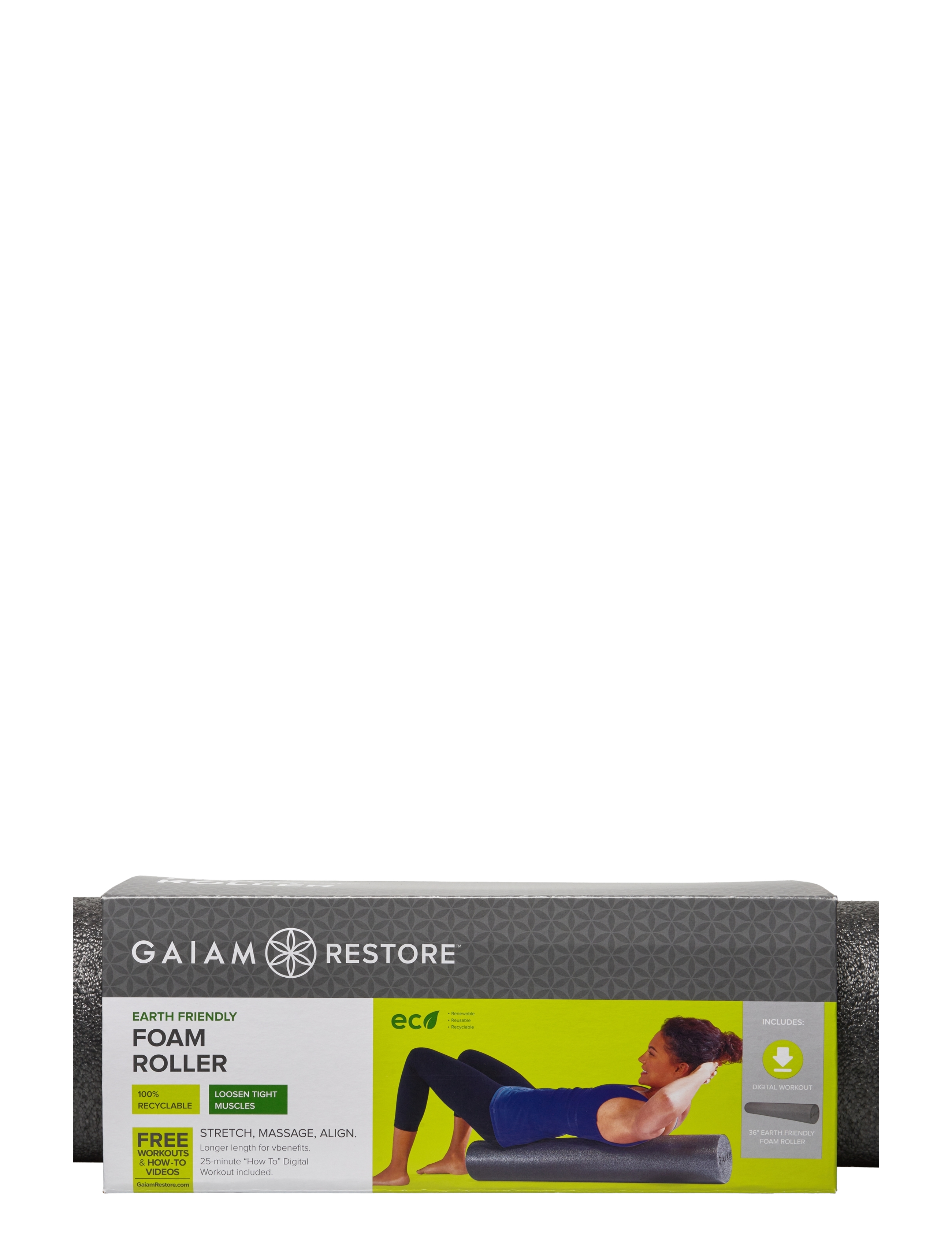 Gaiam - Restore Muscle Therapy Total Body Foam Roller (36" x 6"D) - grey - 1