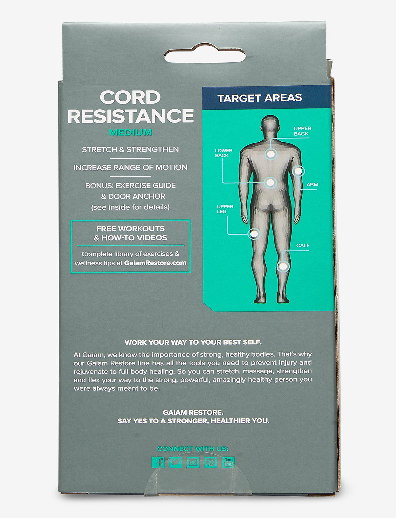 Gaiam - GAIAM RESTORE RESISTANCE CORD MEDIUM KIT - green - 2