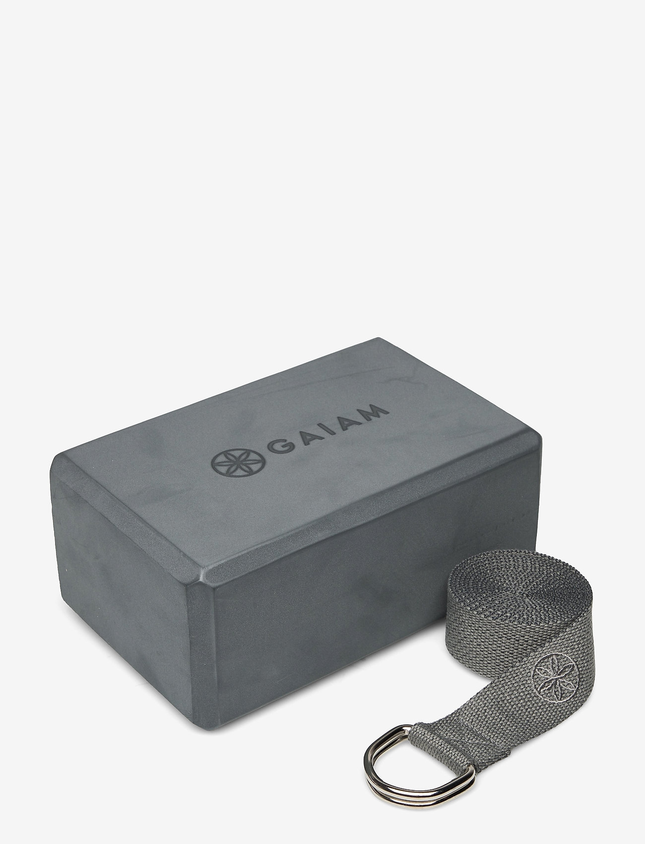 Gaiam Yoga Strap and Foam Block Combo Gray for sale online 