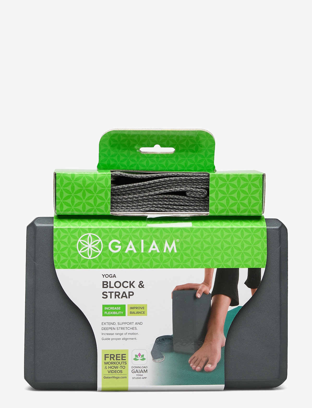 Gaiam - GAIAM BLOCK-STRAP COMBO GREY - najniższe ceny - grey - 1