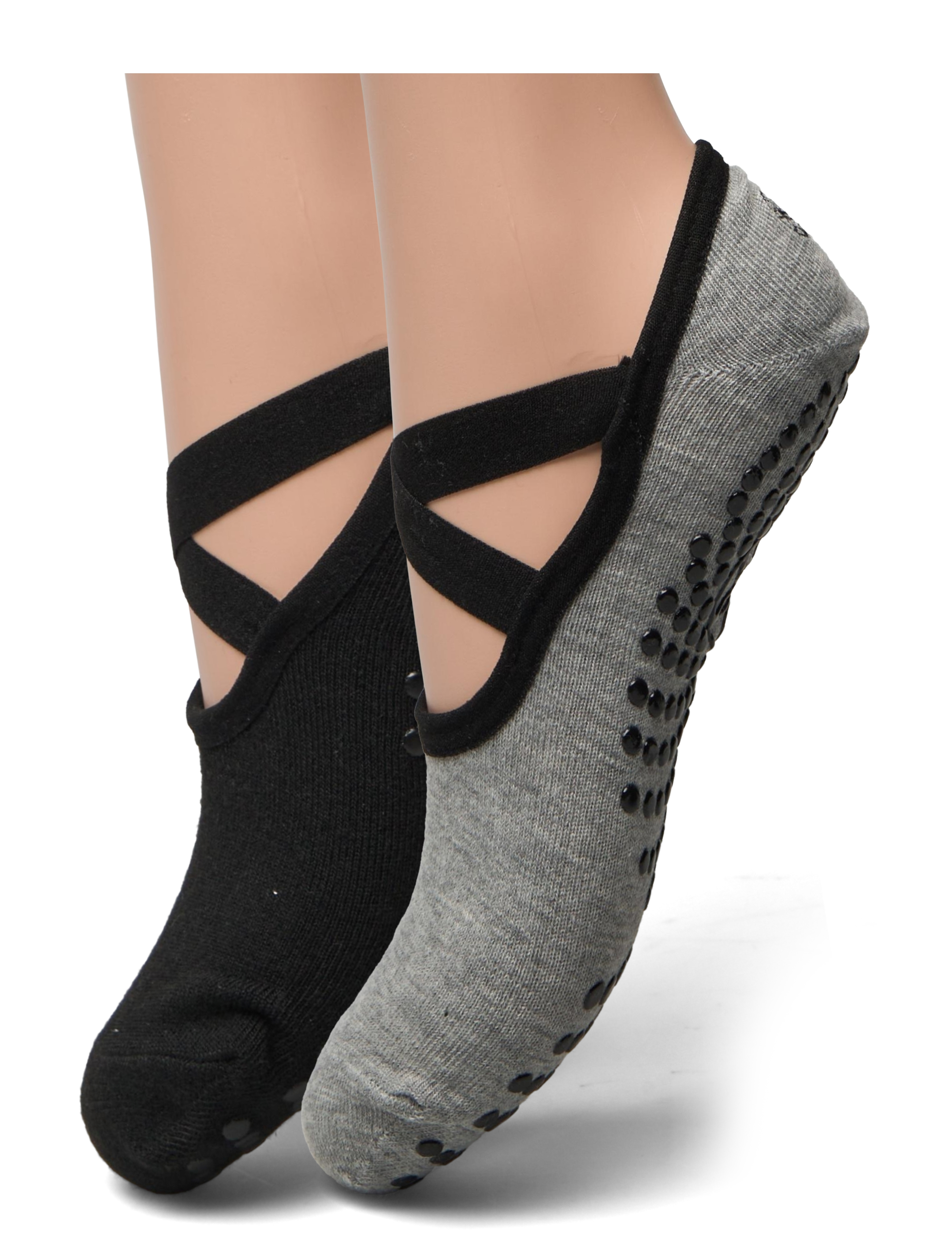 Gaiam Gaiam Grippy Yoga Socks Dovetail 2Pk, 36-40, Black, Yoga-Udstyr > Yoga-Strømper, Dame