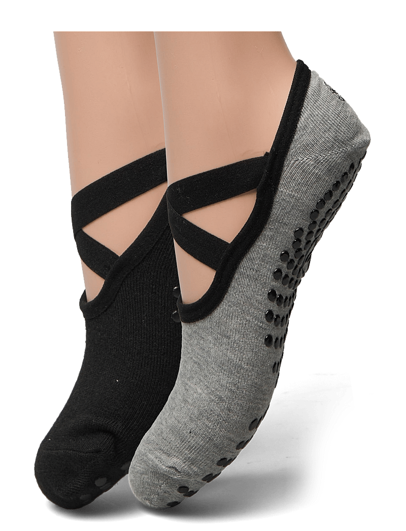 Gaiam - GAIAM GRIPPY YOGA SOCKS DOVETAIL 2PK - yoga-socken - grey black - 0