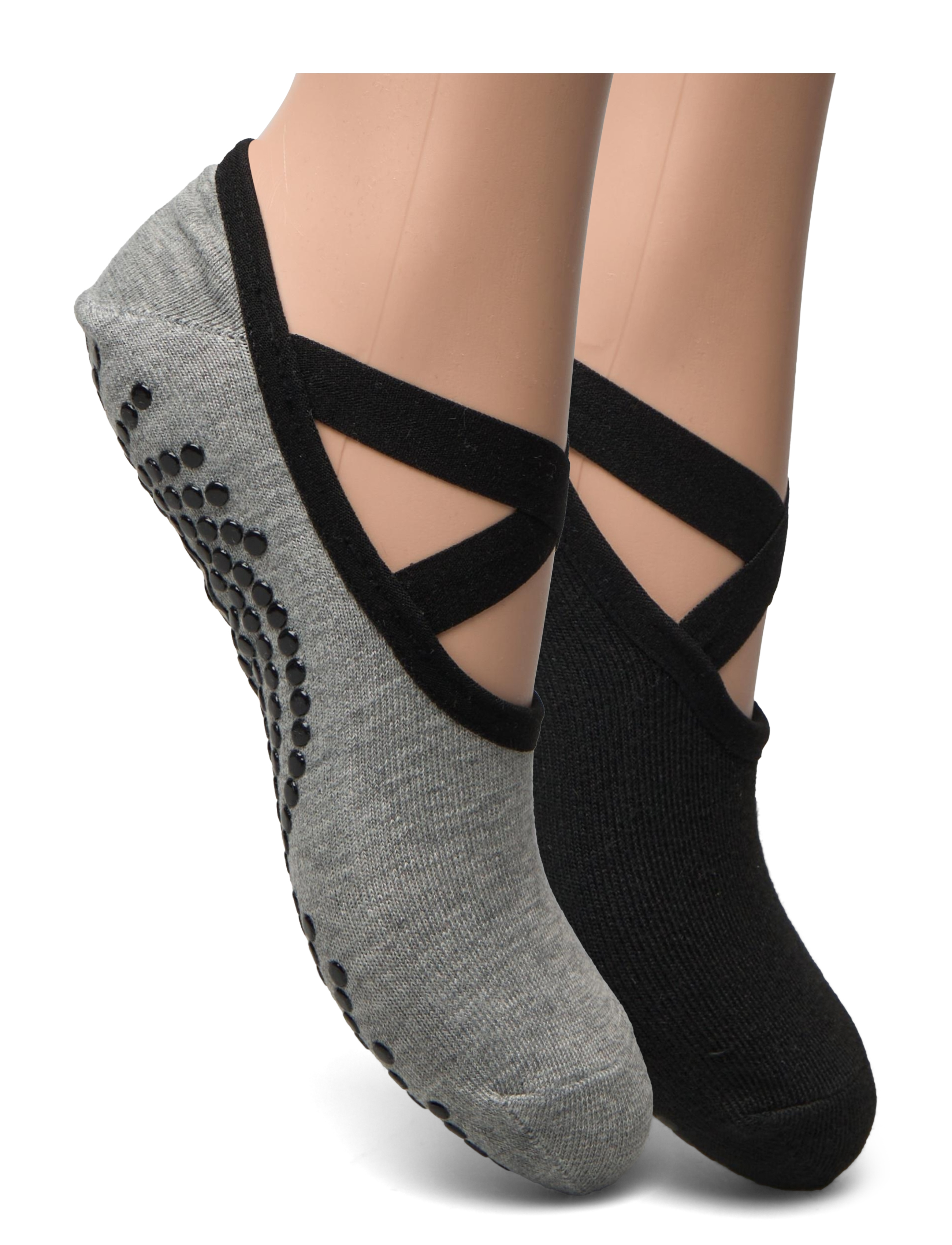 Gaiam - GAIAM GRIPPY YOGA SOCKS DOVETAIL 2PK - yoga-socken - grey black - 1