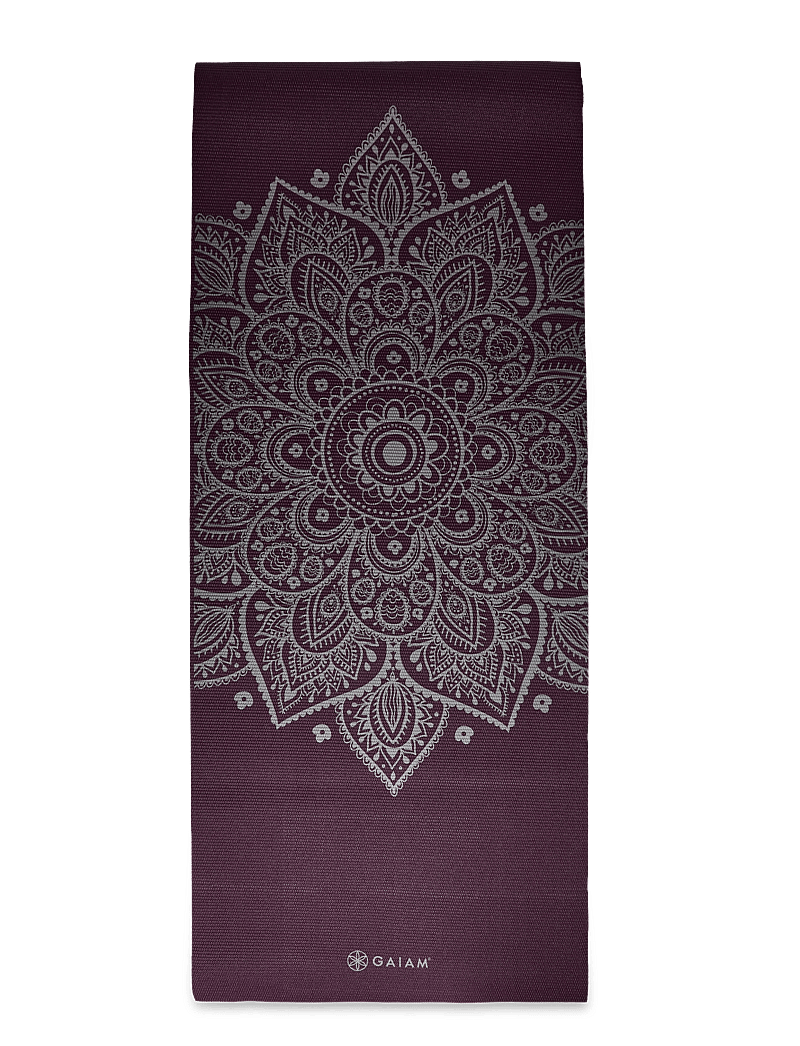 Gaiam - GAIAM MIDNIGHT PLUM SUNDIAL FLOWER YOGA MAT 5MM CLASSIC PRINTED - treeningmatid ja tarvikud - plum - 2