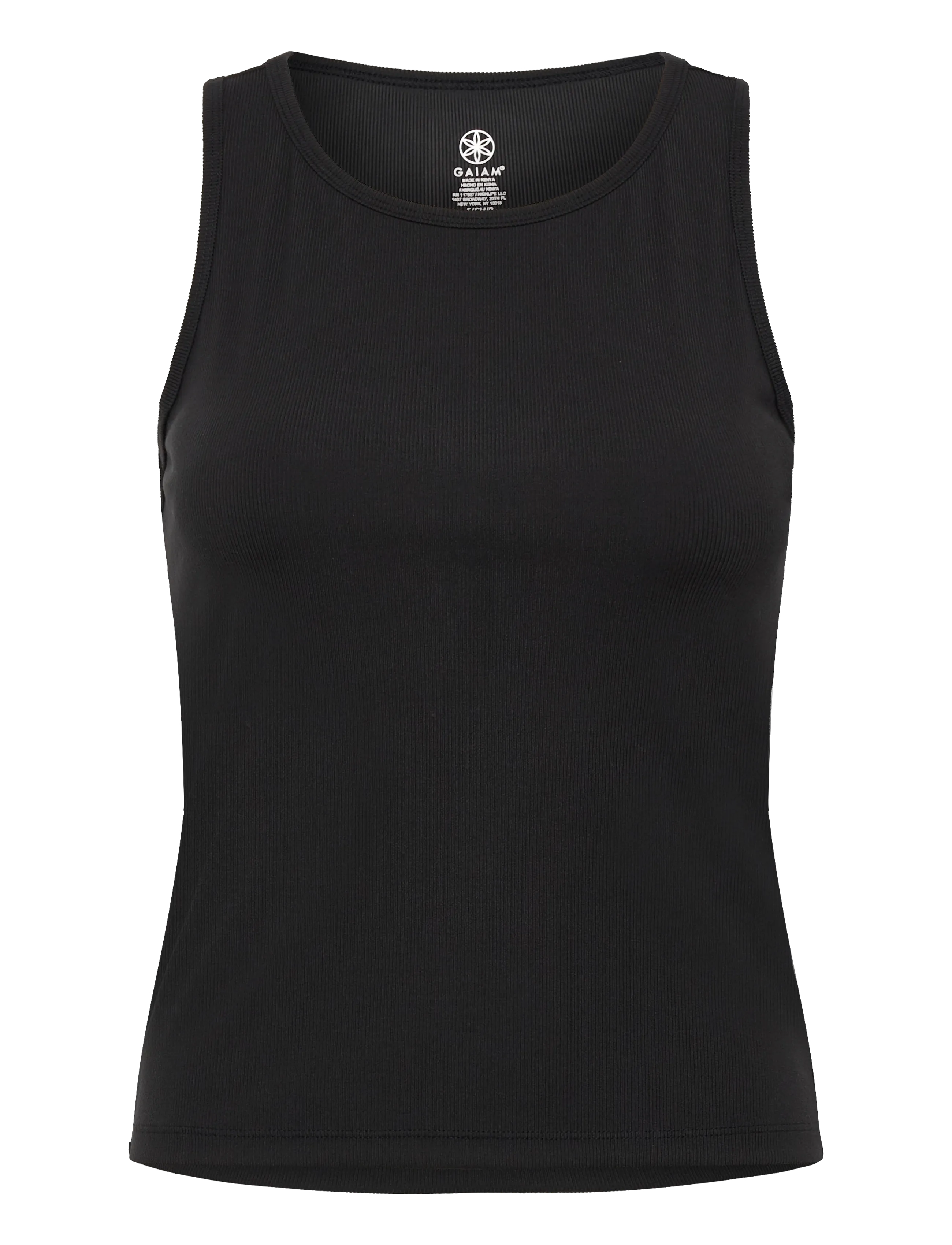 Gaiam Cropped Rib Tank, Kvinder, Kort Ribbet Tanktop, Sort, Str: L
