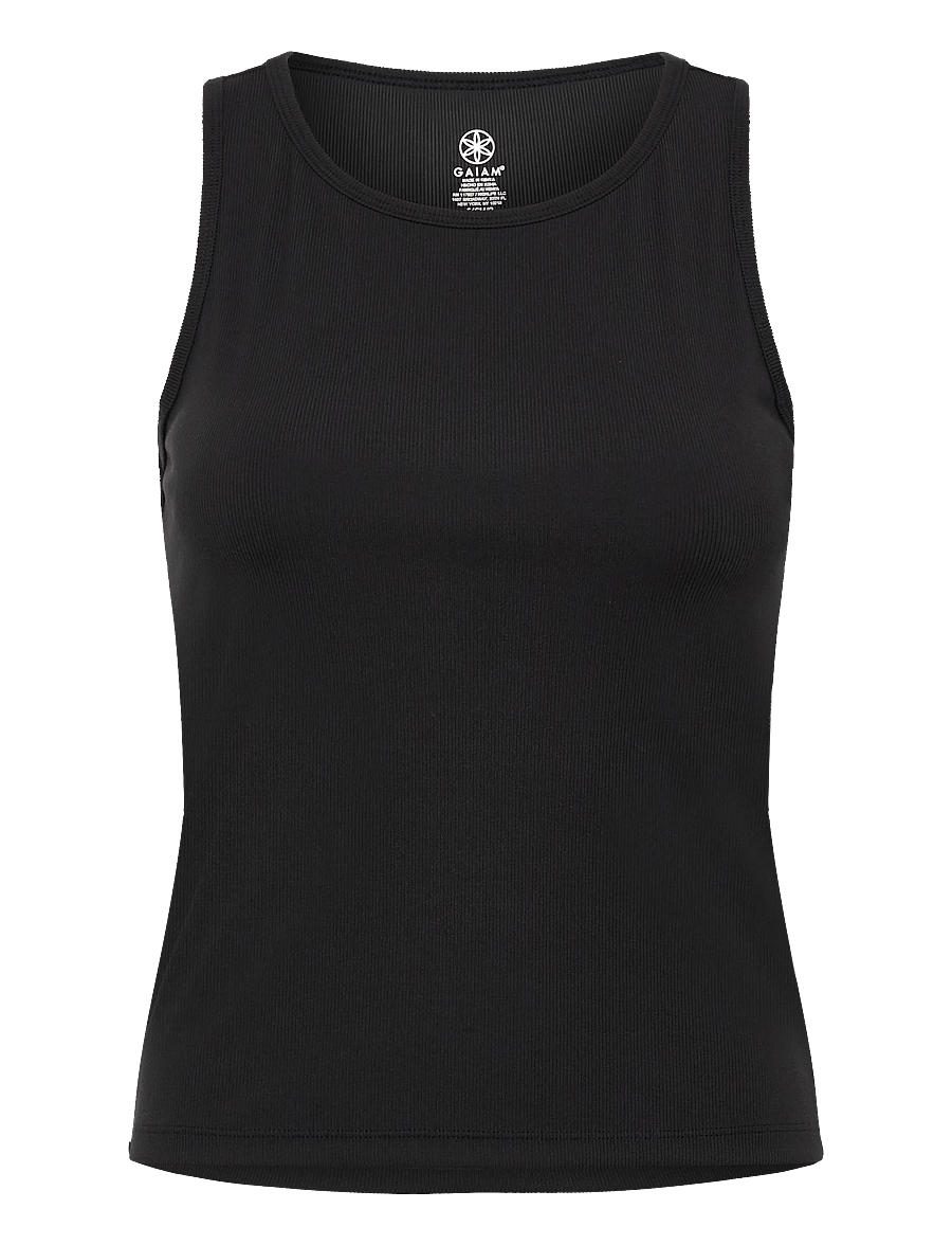 Gaiam - CROPPED RIB TANK - nabapluusid - black - 0