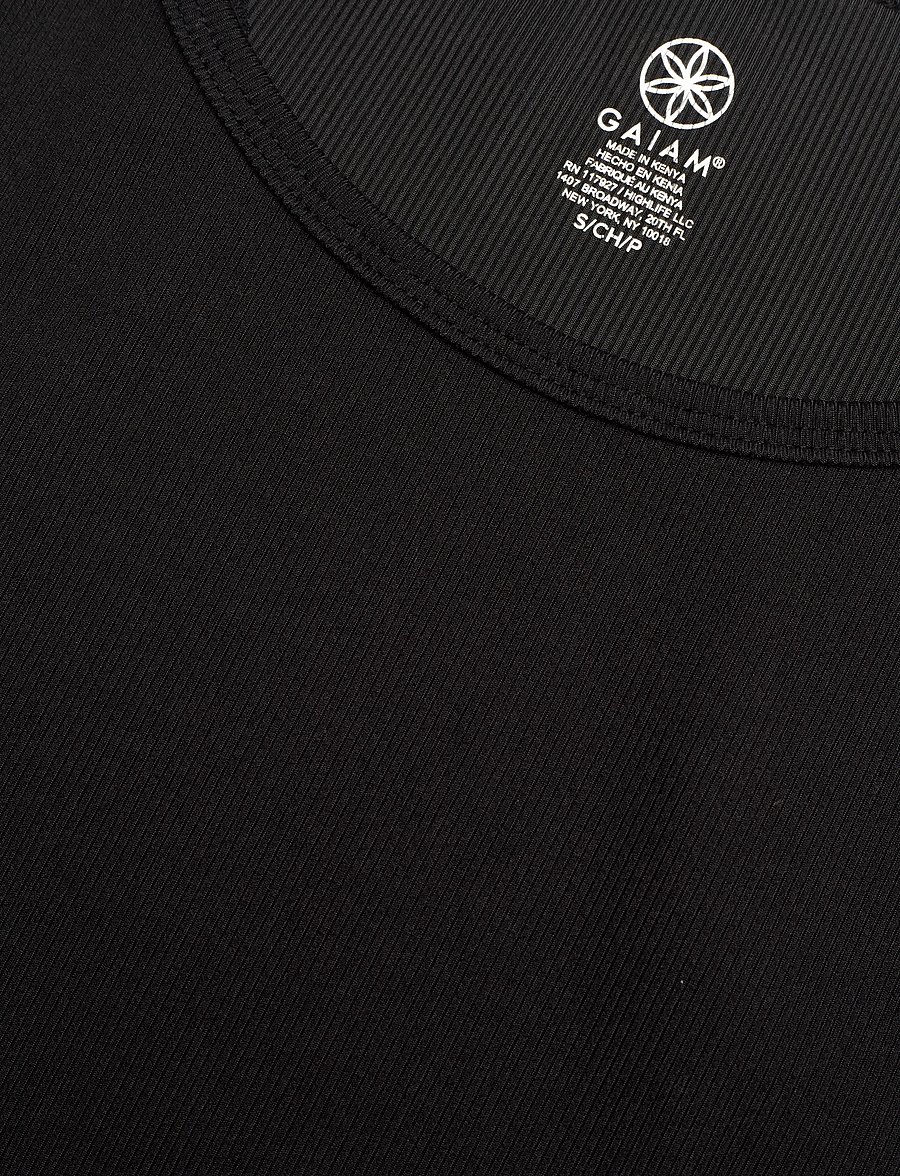 Gaiam - CROPPED RIB TANK - nabapluusid - black - 2