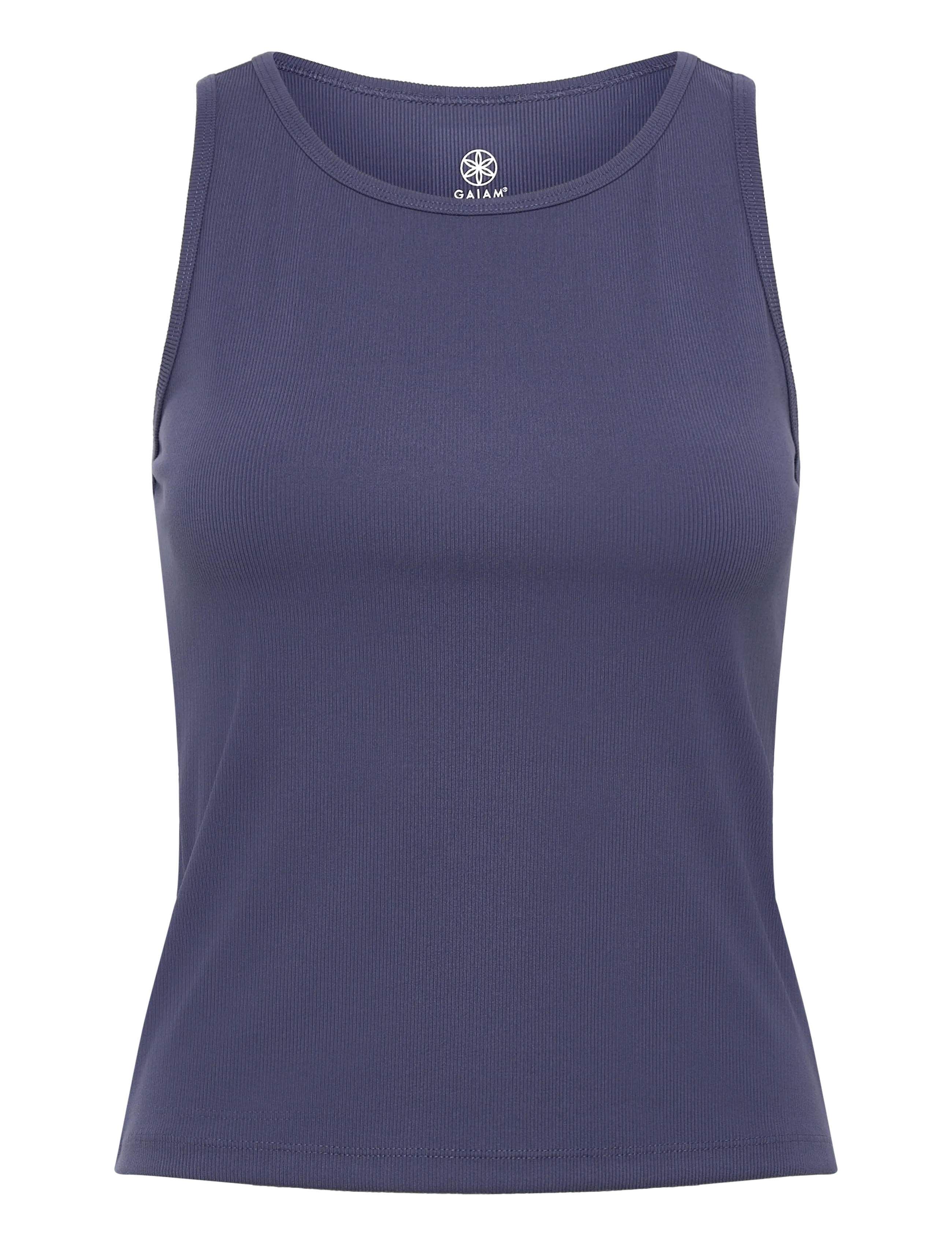 Gaiam Cropped Rib Tank, M, Blue, Sport Crop Overdele > Sport Sleeveless Crop Overdele, Dame