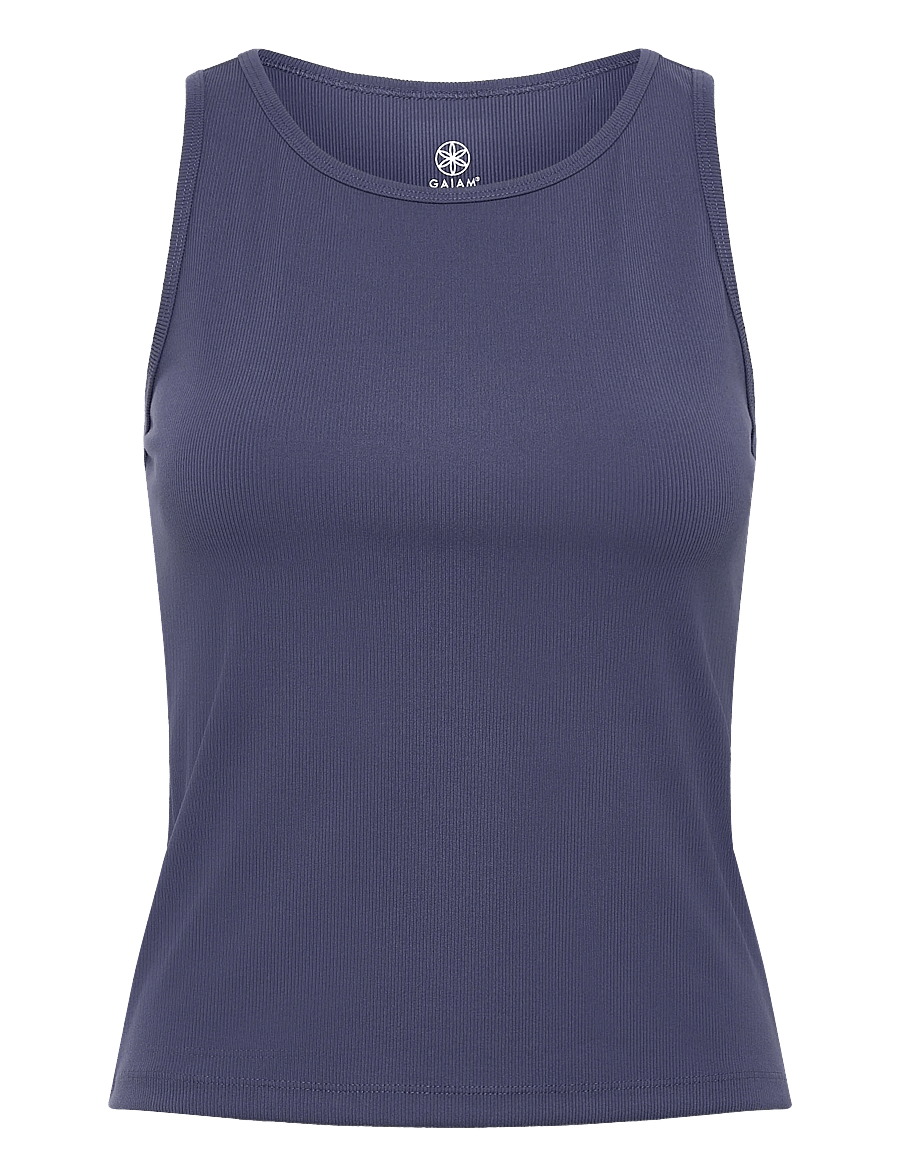 Gaiam - CROPPED RIB TANK - crop-tops - blue - 0