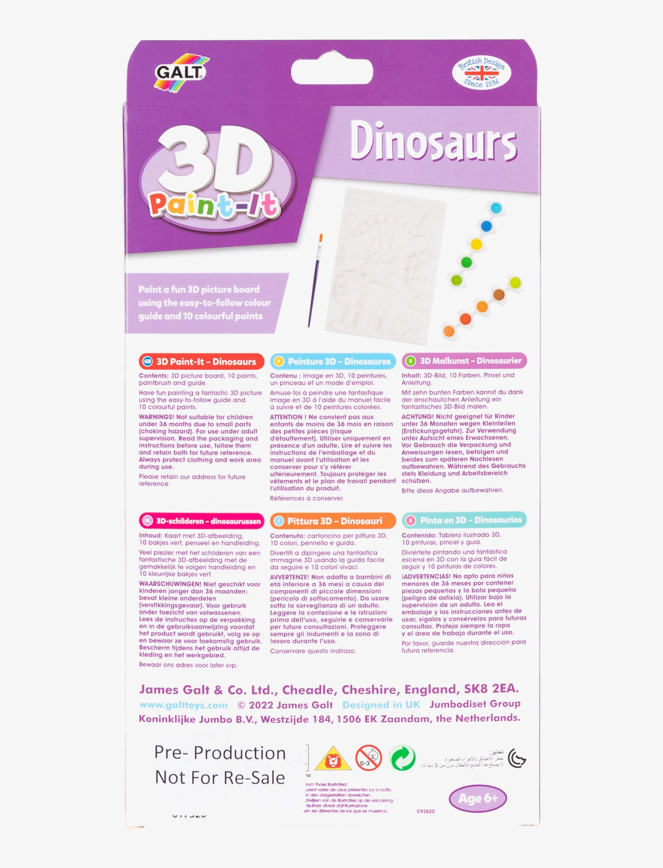 Galt - 3D-MÅLNING DINOSAURIER - färg - multicolour - 1