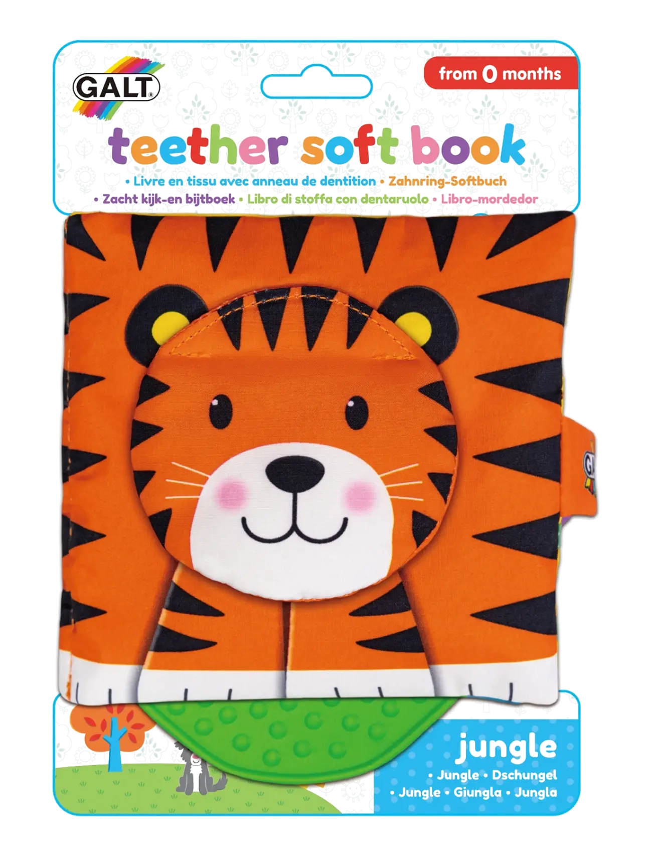 Galt Teether Soft Book Jungle, Børn, Stuffed Legetøj, Multi/mønstret, Str: ONE SIZE