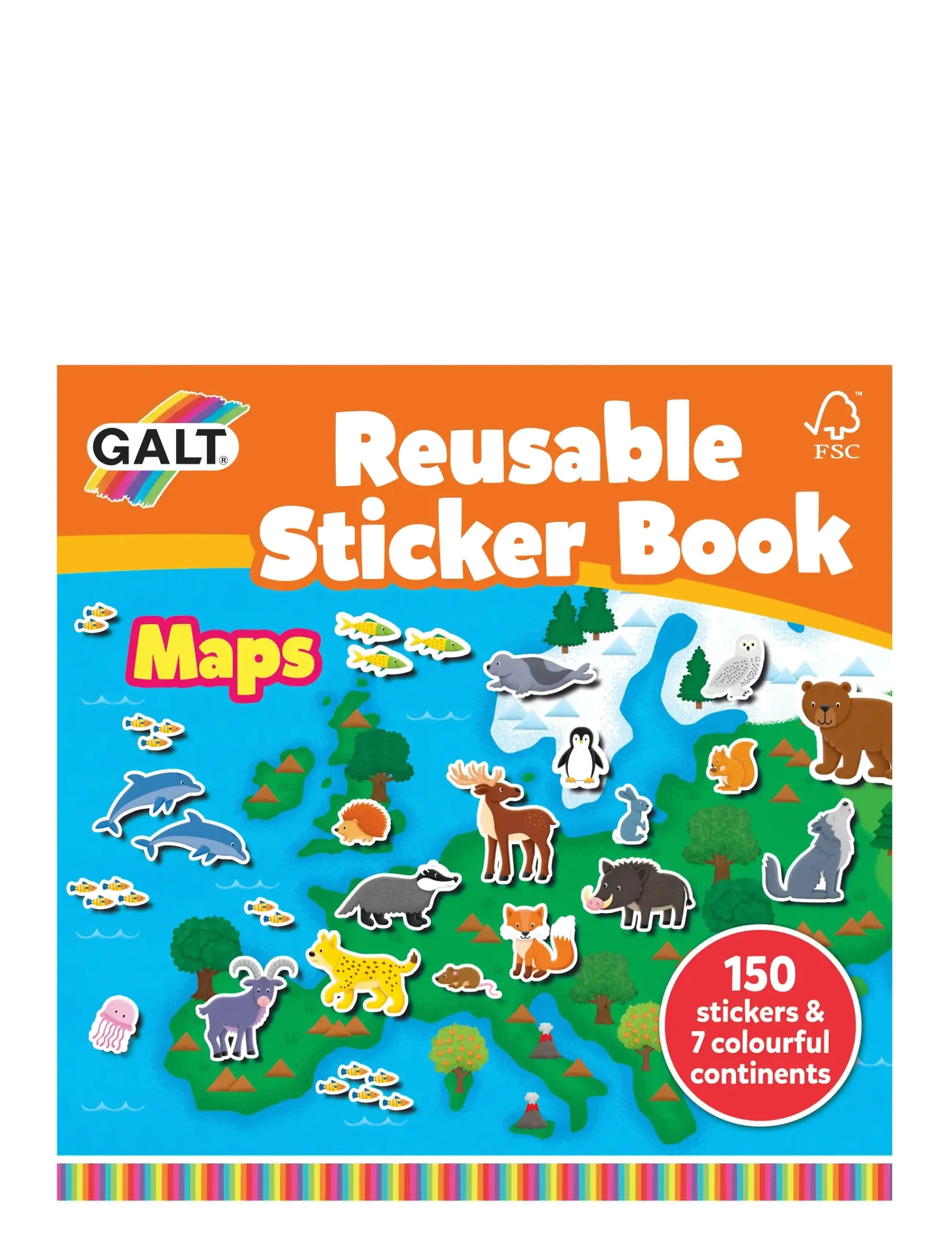Galt Reusable Sticker Book Maps, One Size, Multi/patterned, Tegning & Håndværk > Håndværk, Børn