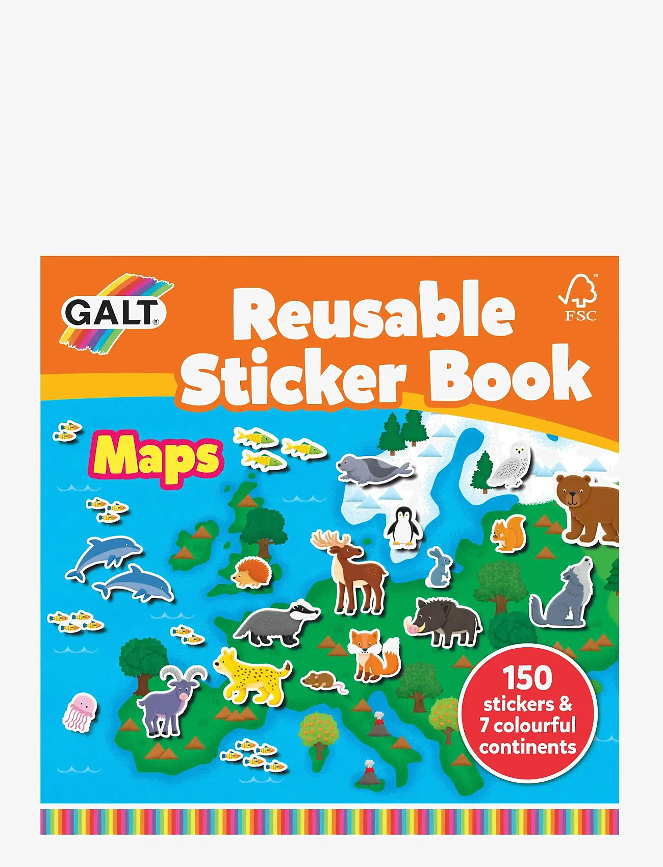 Galt - REUSABLE STICKER BOOK MAPS - multi-coloured - 0