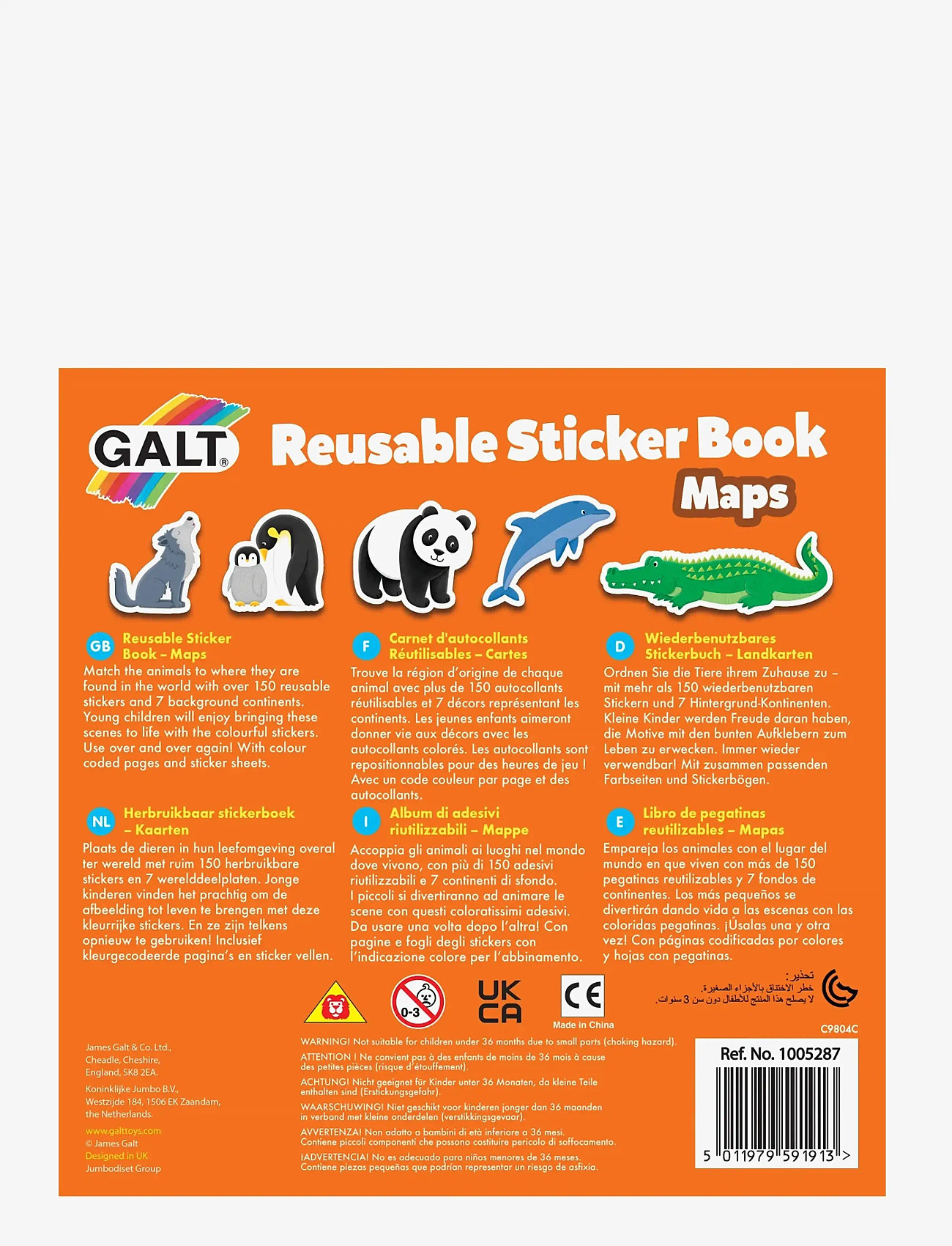 Galt - REUSABLE STICKER BOOK MAPS - multi-coloured - 1