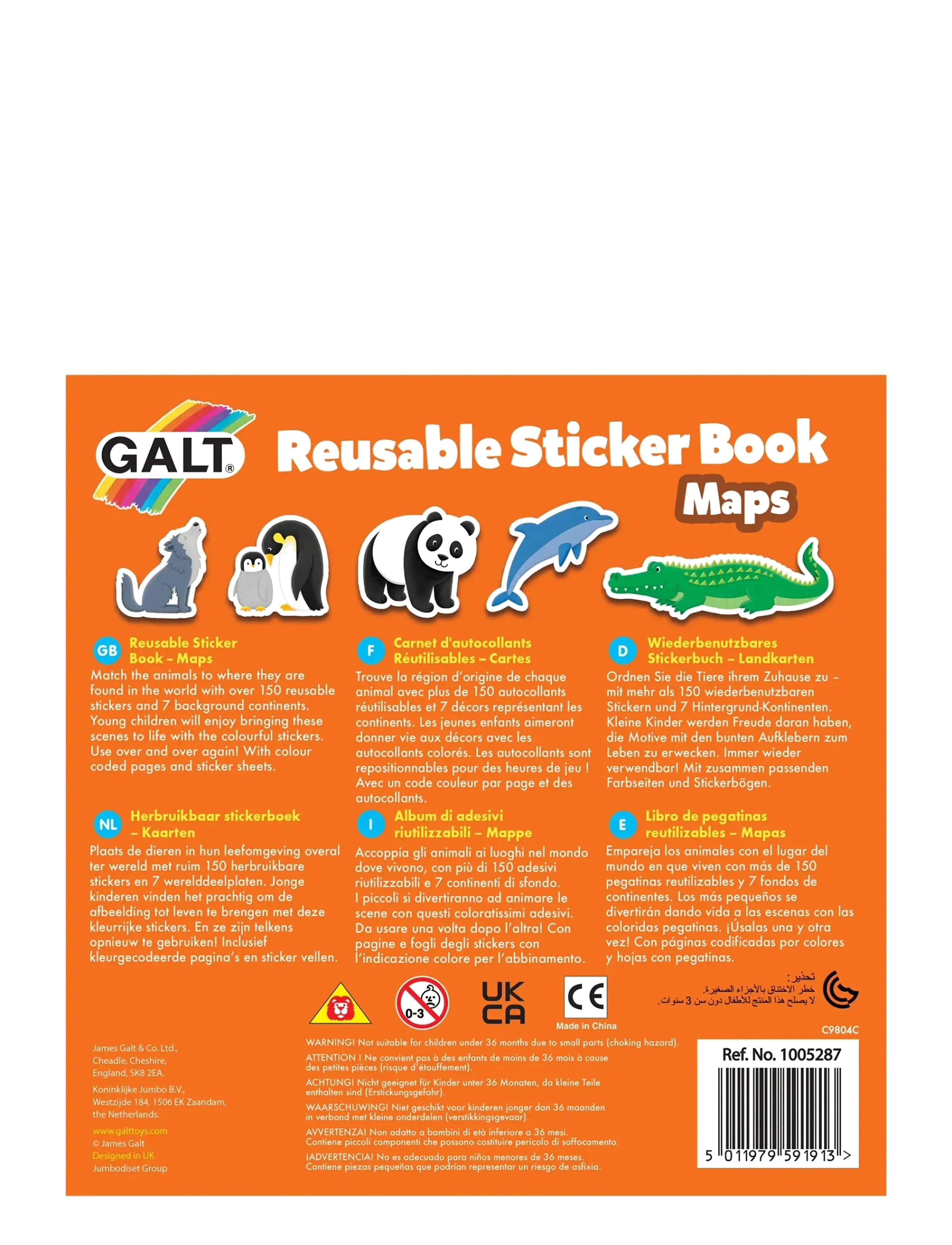 Galt - REUSABLE STICKER BOOK MAPS - klistermærker - multi-coloured - 1