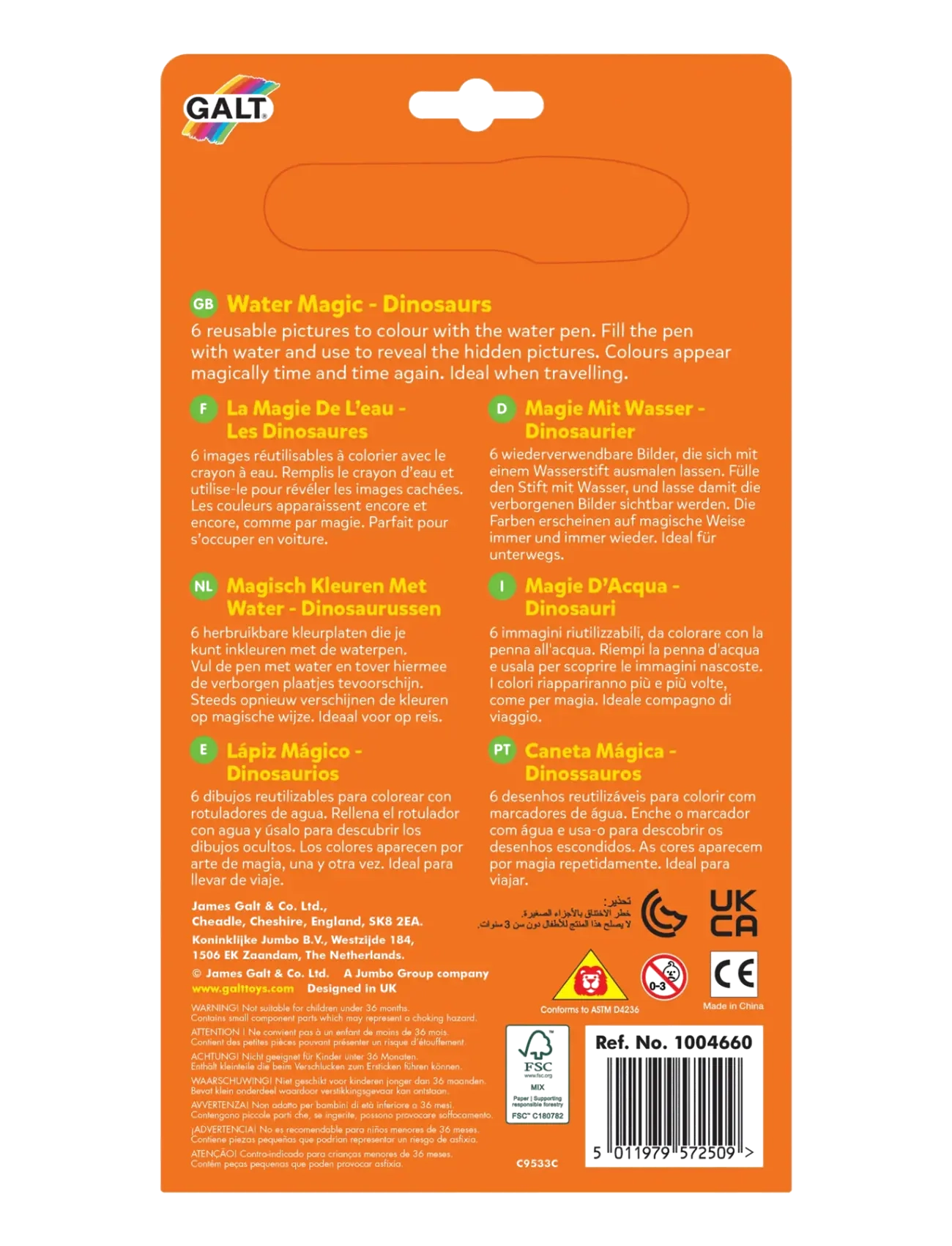 Galt - VESITAIKALEHTIÖ DINOT - väritys- askartelukirjat - orange - 1